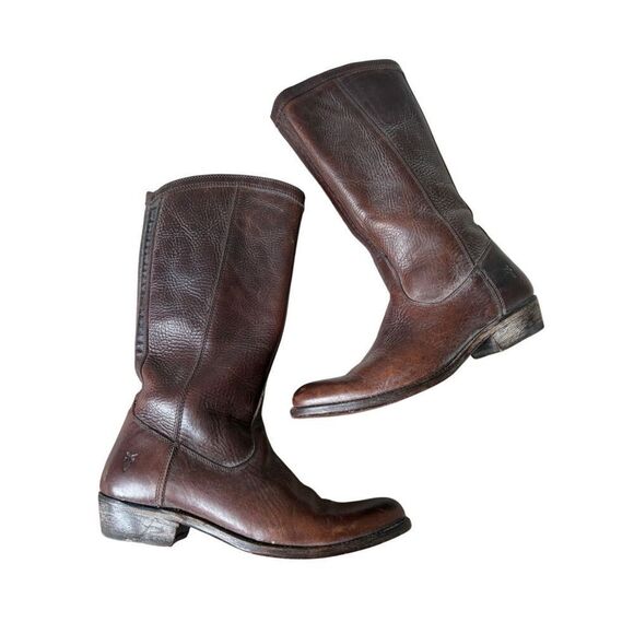 Frye Rider Pull On Leather Boots size 7.5 Brown - Picture 1 of 11